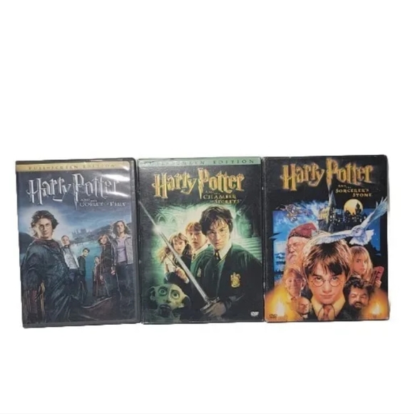 Harry Potter Dvd Lot Of 3 Chamber Of Secrets,goblet Of Fire,sorcers Stone - Picture 1 of 7
